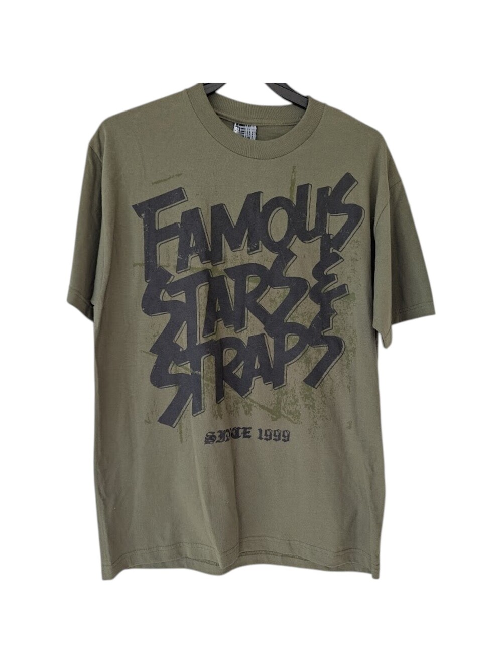 Vintage Y2K Famous Stars & Straps T-Shirt Men L Olive Green NWT Deadstock Skater